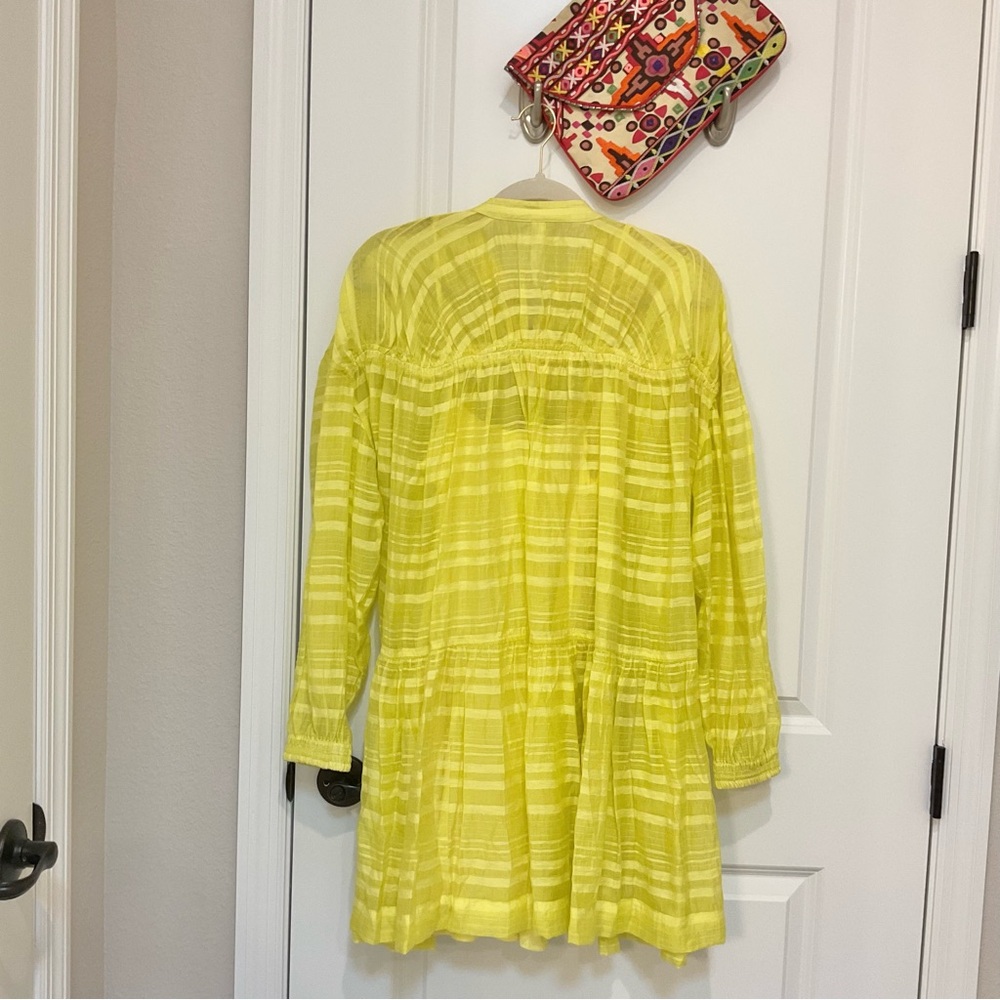 Anthropologie Zip-Front Mini Dress Yellow Size S, NWT - Picture 3 of 6